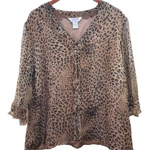 Allison Taylor Silk Animal Print Women’s Top Size 1X